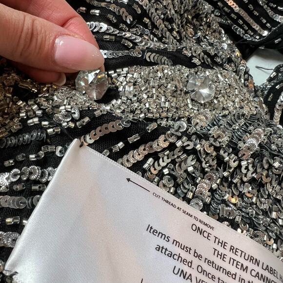 Mac Duggal Metallic Long Sleeve Gown - Picture 10 of 14